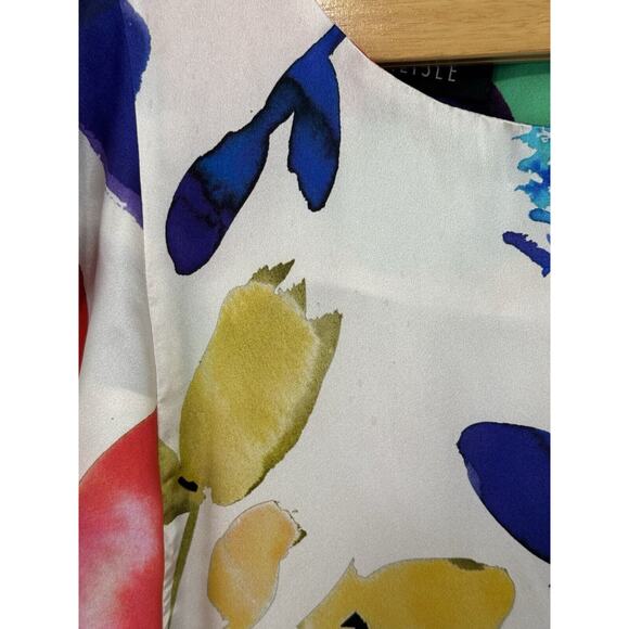 Carlisle Women's Size 6 Silk Dress Colorful Floral Print Lined Zip Cap Sleeve - Picture 12 of 16